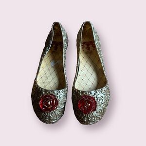 Girls Disney Store Gold Beauty & The Beast Belle Princess Shoes Dress Up Sz 2/3